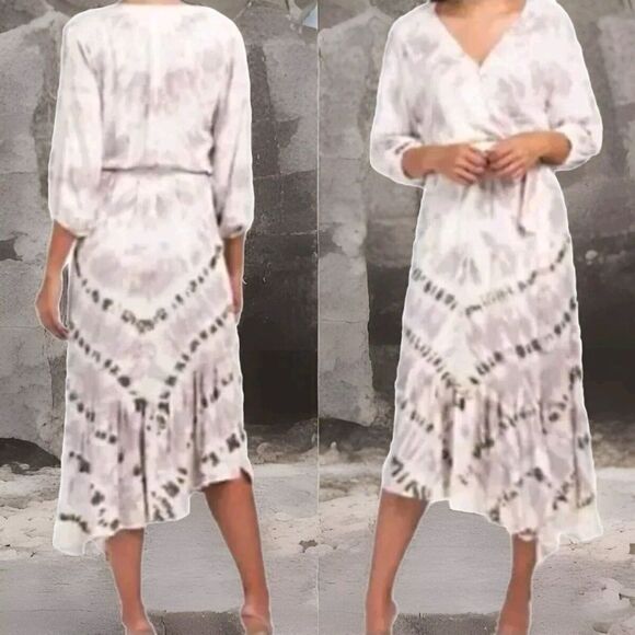 New Anthropologie Young Fabulous & Broke Jillian Tie Dye Maxi Wrap dress Sz S - Picture 1 of 6